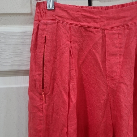 Athleta Playa Linen Set Top & Wide Leg Crop Pants Passionfruit Coral Small 6 S - Picture 5 of 16